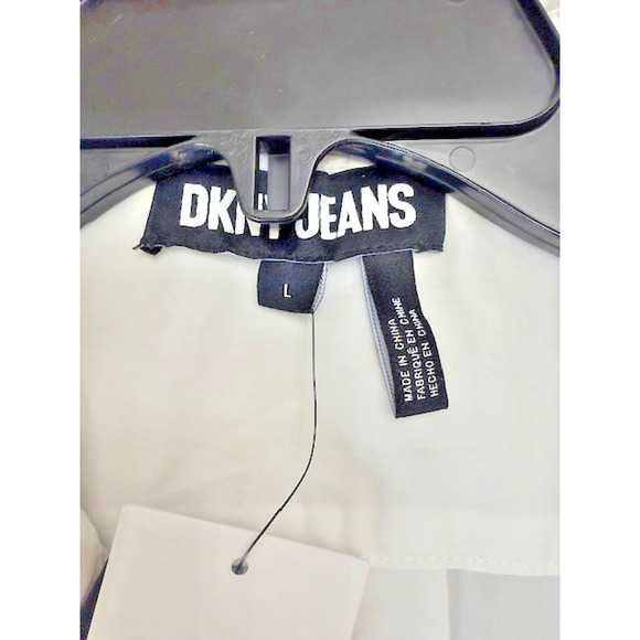 DKNY Women Sz L Sleeveless Poplin V-Neck POCKETS Cotton Midi Long Trendy NEW - Picture 7 of 14